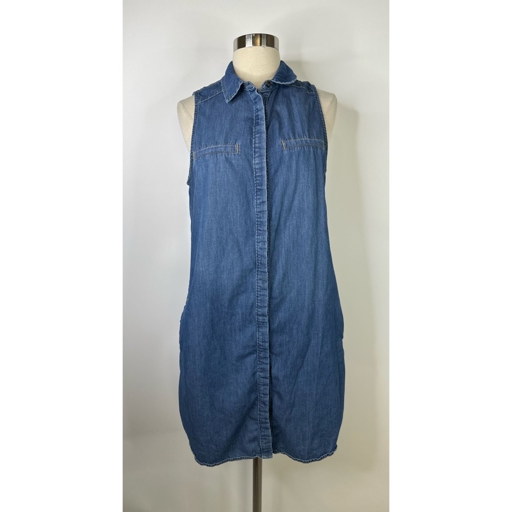 Paige Denim Sleeveless Button Down Shirt Mini Dress